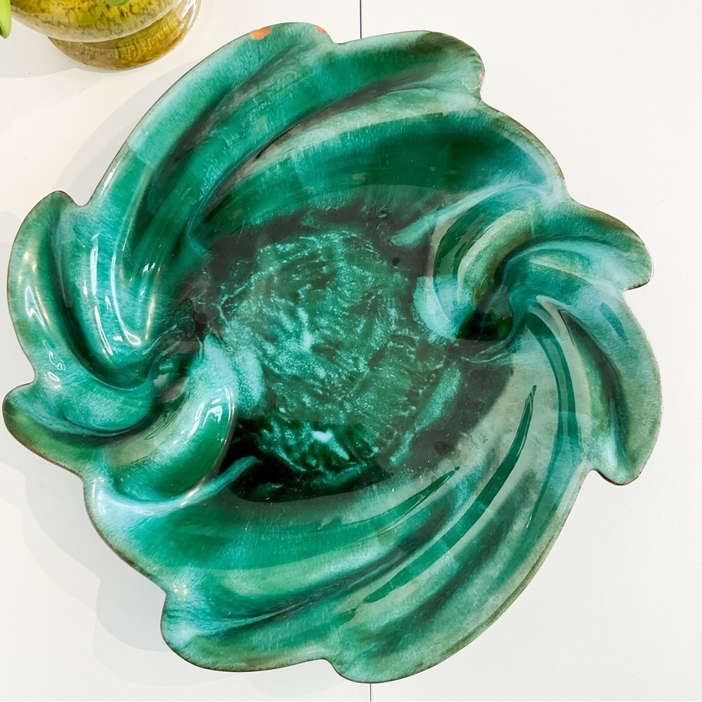 BLUE MOUNTAIN POTTERY Mid Century Modern Blue Glazed Decorative Dish VINTAGE